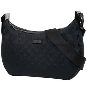Gucci GG pattern shoulder bag, canvas, black, 122790, women's.